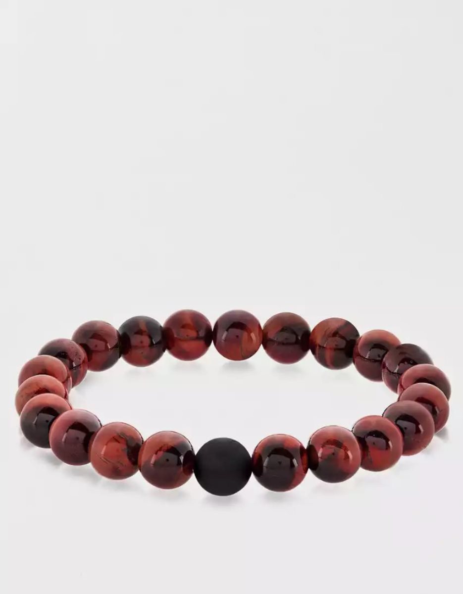 Bijoux American Eagle Natural Stone Beaded Bracelet Marron Homme | WBJ-64651193